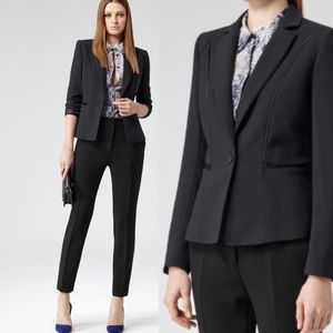 Reiss Kingley Satin Trim Wool Blazer Navy sz XS